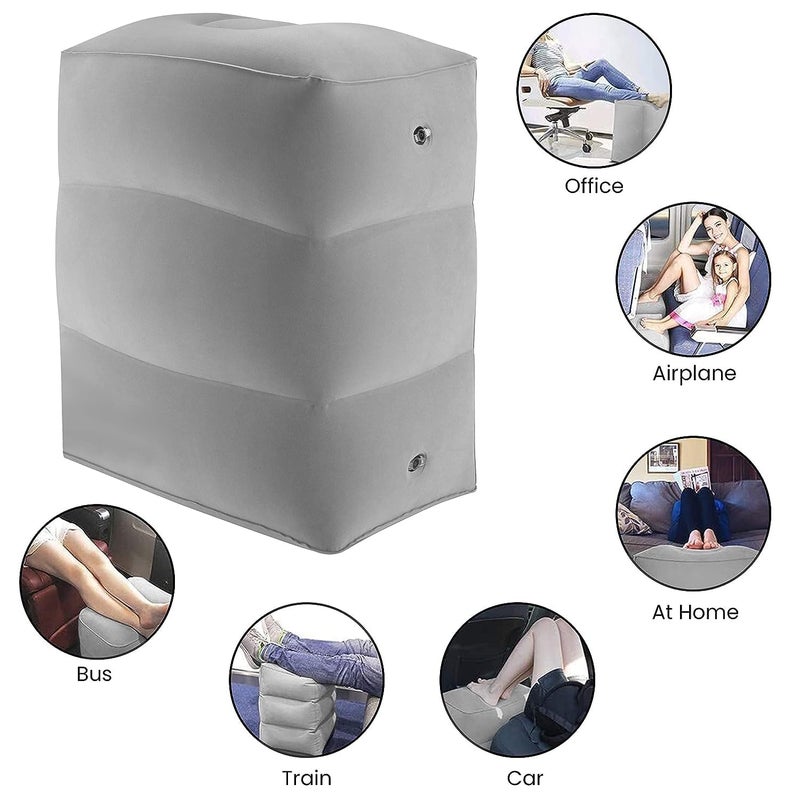 Evona Inflatable Foot Rest Pillow For Travel Portable Adjustable Three Layers Height Stool For Foot Rest On Airplanes Cars Travel Office Home Travel Foot Rest Pillow for Kids Adults - Image 4