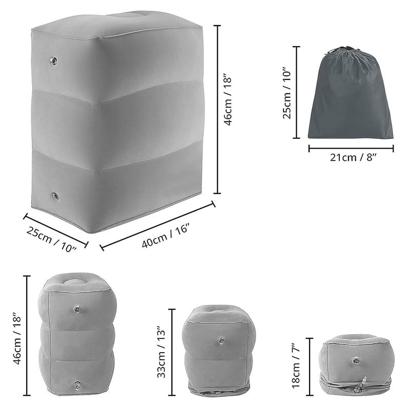 Evona Inflatable Foot Rest Pillow For Travel Portable Adjustable Three Layers Height Stool For Foot Rest On Airplanes Cars Travel Office Home Travel Foot Rest Pillow for Kids Adults - Image 3