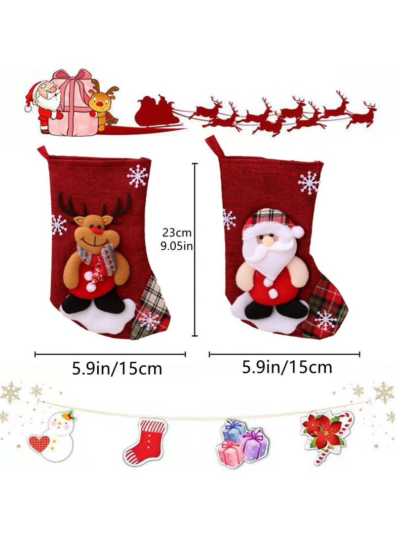AUTOYSUR 4 قطع من جوارب الكريسماس، جوارب كلاسيكية كبيرة على شكل سانتا ورجل ثلج ورنة ودب وجوارب معلقة لعيد الميلاد، ديكورات حفلات الكريسماس العائلية، ديكورات حفلات الكريسماس، ديكورات شجرة الكريسماس - Image 2