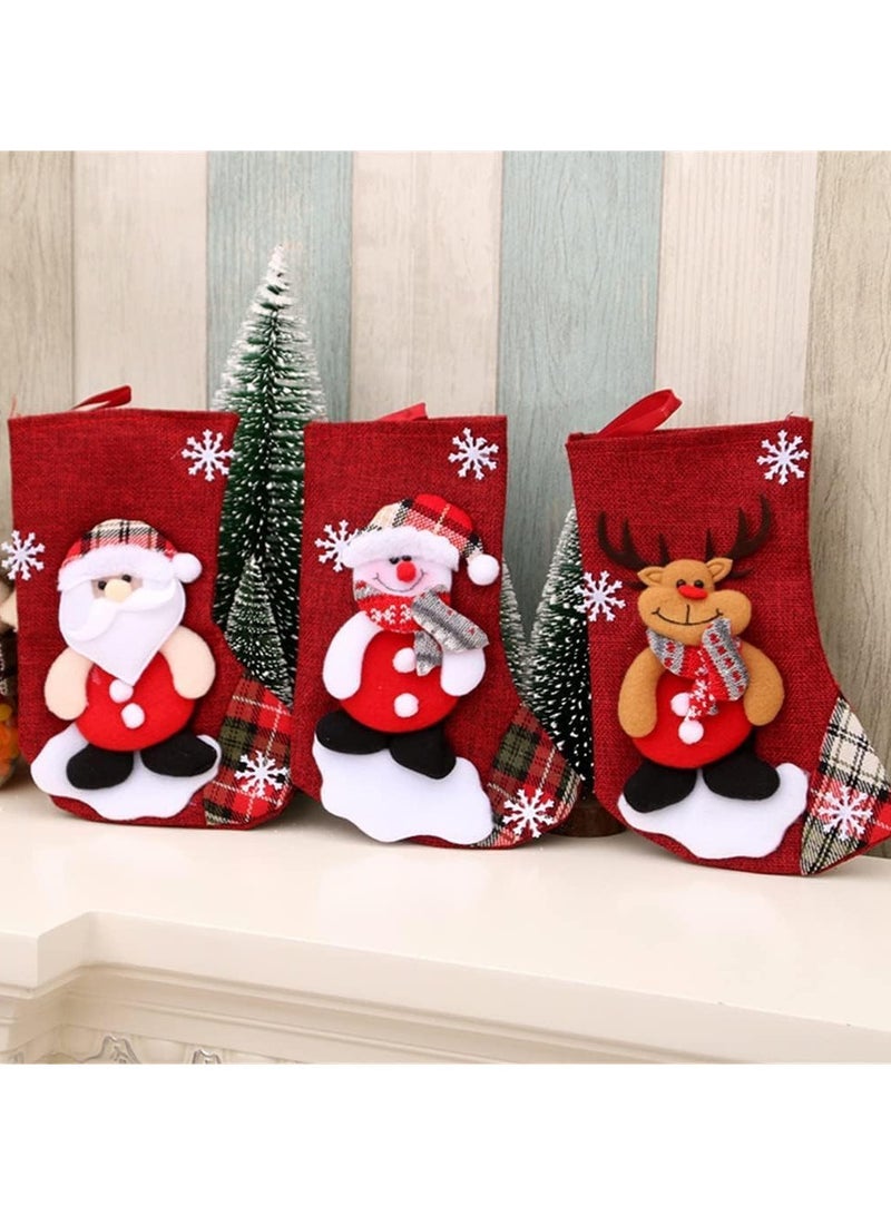 AUTOYSUR 4 قطع من جوارب الكريسماس، جوارب كلاسيكية كبيرة على شكل سانتا ورجل ثلج ورنة ودب وجوارب معلقة لعيد الميلاد، ديكورات حفلات الكريسماس العائلية، ديكورات حفلات الكريسماس، ديكورات شجرة الكريسماس - Image 5