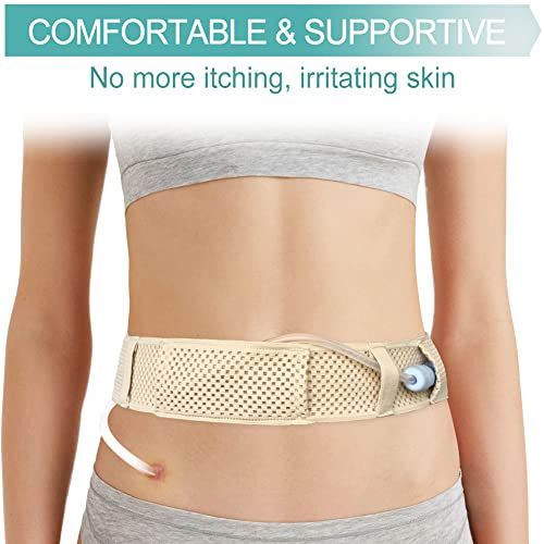 EaseToU Comfortable Breathable Peritoneal Dialysis Belt PD Catheter Holder Accessories Adjustable Feeding G Tube Pouch Safety Secure Transfer Set Peg Tubing Supplies Men Women, Beige Small - Image 2
