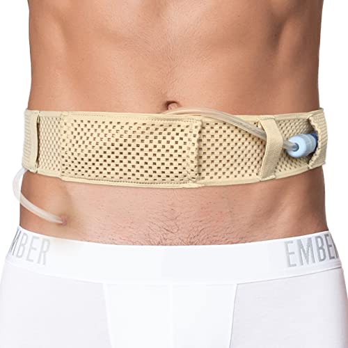 EaseToU Comfortable Breathable Peritoneal Dialysis Belt PD Catheter Holder Accessories Adjustable Feeding G Tube Pouch Safety Secure Transfer Set Peg Tubing Supplies Men Women, Beige Small - Image 1