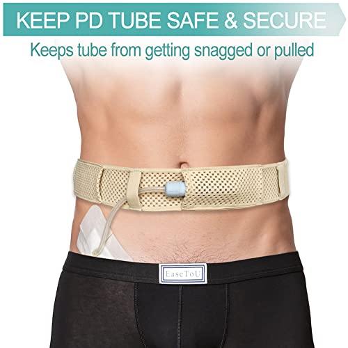 EaseToU Comfortable Breathable Peritoneal Dialysis Belt PD Catheter Holder Accessories Adjustable Feeding G Tube Pouch Safety Secure Transfer Set Peg Tubing Supplies Men Women, Beige Small - Image 3