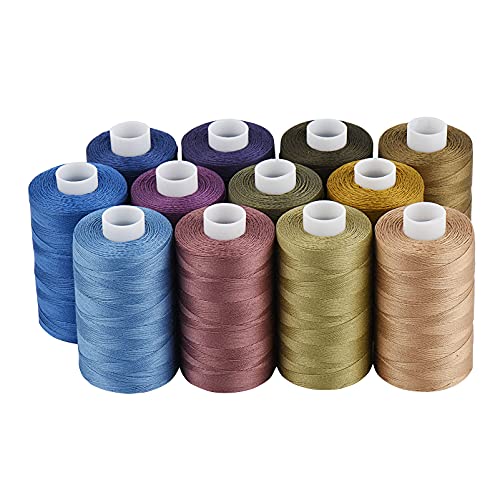 Simthread All Purposes Cotton Quilting Thread 50WT 3 Plies for Piecing Sewing Embroidery Applique etc  550 Yards Each 12 Jeans  Neutral Colors