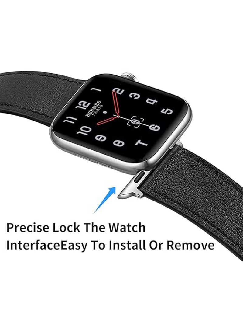 X-level Bands Compatible With Apple Watch 41mm 40mm 38mm Genuine Leather For iWatch With Soft Adjustable Replacement Wristband For Women And Men Ultra/Ultra 2/ SE Series 9 8 7 6 5 4 3 2 1 (Black) - Image 3