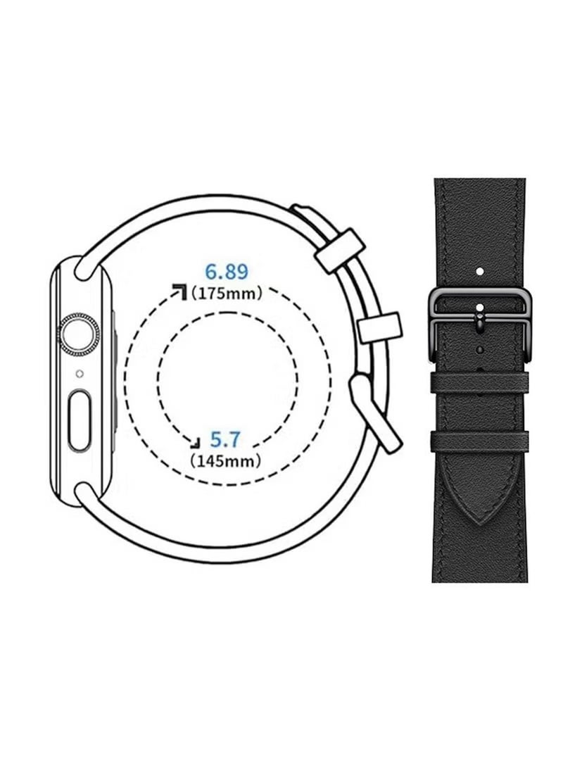 X-level Bands Compatible With Apple Watch 41mm 40mm 38mm Genuine Leather For iWatch With Soft Adjustable Replacement Wristband For Women And Men Ultra/Ultra 2/ SE Series 9 8 7 6 5 4 3 2 1 (Black) - Image 2