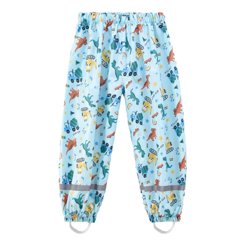 Fewlby Toddler Rain Pants Kids' Waterproof Rain Pants Lightweight Reflective Rainwear for Boys Girls Blue - Image 1