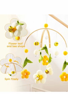 Generic Baby Crib Mobile Bamboo Wind Chime Bed Bell Baby Bedroom Ceiling Cotton Balls Wind Chime Portable Mobile Bee Decor Hanging Rotating Plush Toys for Baby  - Image 5