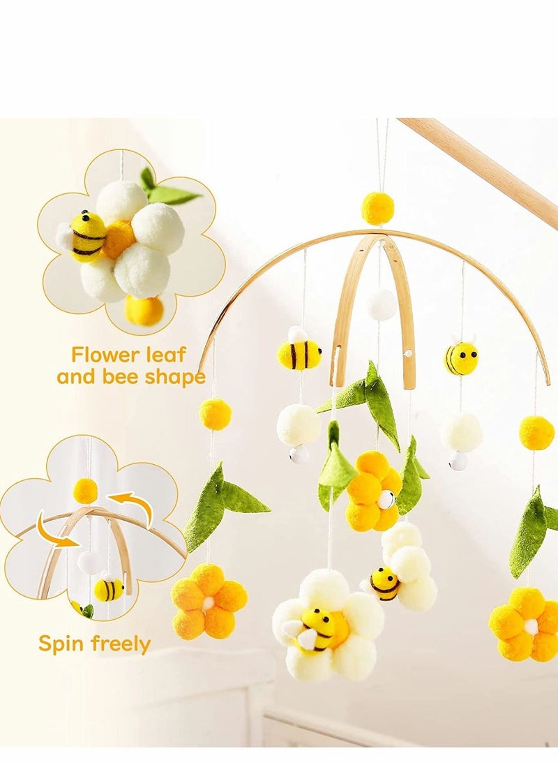 Baby Crib Mobile Bamboo Wind Chime Bed Bell Baby Bedroom Ceiling Cotton Balls Wind Chime Portable Mobile Bee Decor Hanging Rotating Plush Toys for Baby  - Image 5