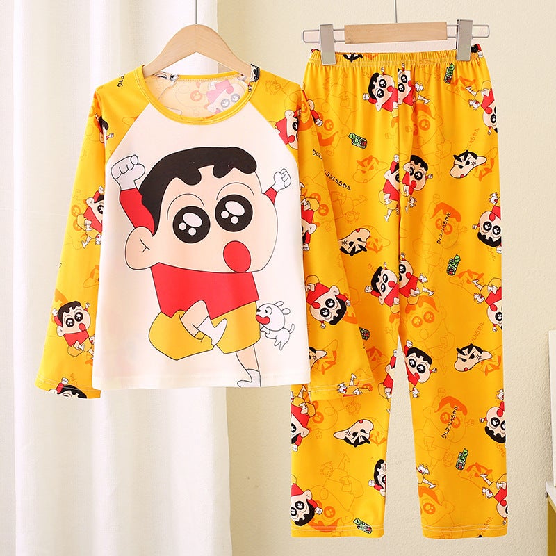 Wholesale girls pajamas spring and autumn suit childrens home clothes boys 2024 new, big childrens thin autumn clothes autumn Aj # 0 long set-xiaoxin 
