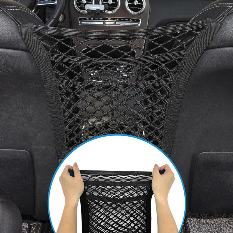 VEHIRIE Car Seat Net - Universal 3-Tier Mesh Storage Organizer for Front Seats - Image 2