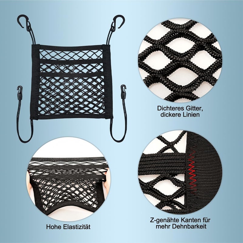 VEHIRIE Car Seat Net - Universal 3-Tier Mesh Storage Organizer for Front Seats - Image 4