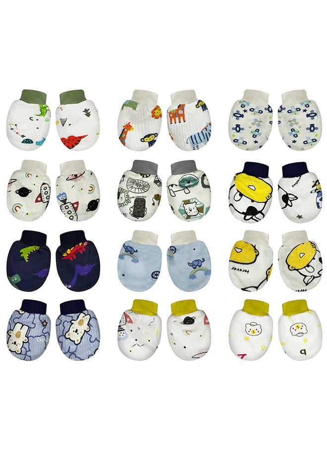 MARGOUN 12 Packs Newborn Baby Mittens Anti Scratch Baby Mittens No Scratch Mittens Baby Gloves for 0-6 Months Boys Girls Multicolour  - Image 2