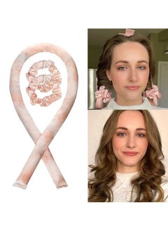 DUKASOU Heatless Curling Rod Silk Headband, No Heat Curls Hair Rollers with Ribbons Sleeping Soft Wave Formers Hair Curlers DIY Hair Styling Tools for Long Medium Hair (Light Pink)  - Image 1
