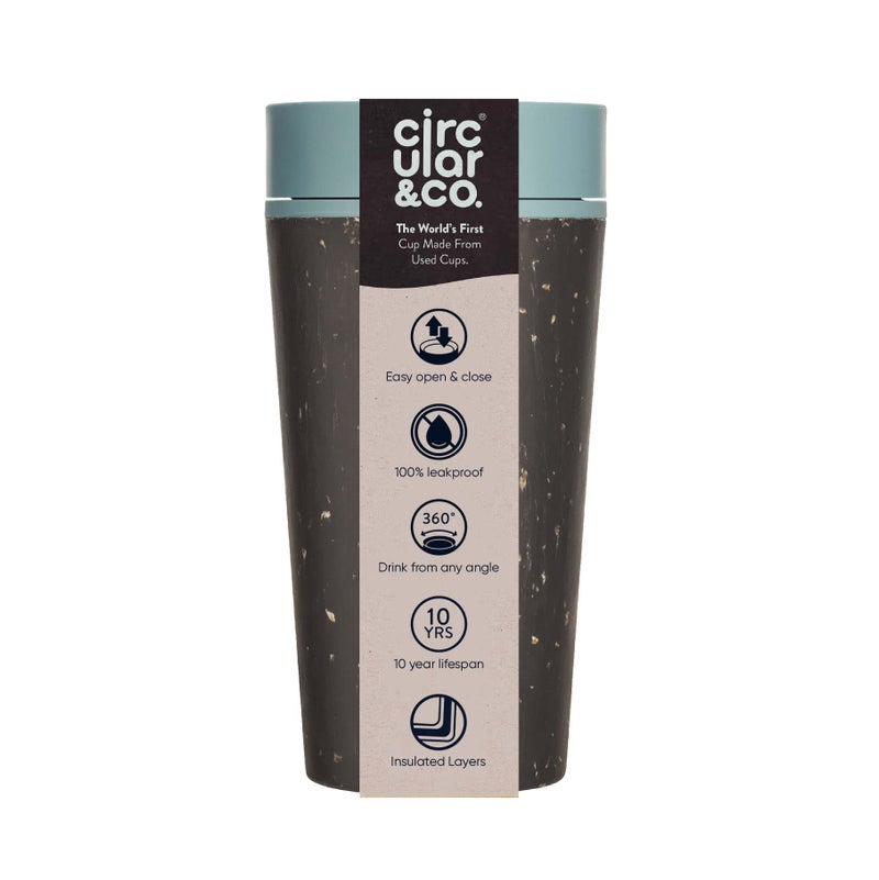 Circular and Co Leakproof Reusable Coffee Cup 12oz/340ml - The World's First Travel Mug Made from Recycled Coffee Cups, 100% Leak-Proof, Sustainable & Insulated (Black & Faraway Blue) - Image 5