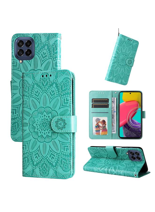 S-TOP Case For Samsung Galaxy M53 5G Embossed Sunflower Leather Phone Case - Image 1