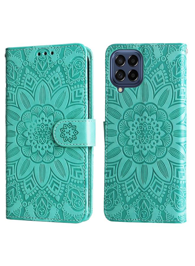 S-TOP Case For Samsung Galaxy M53 5G Embossed Sunflower Leather Phone Case - Image 2