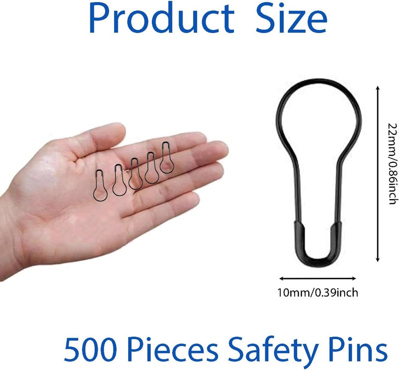 Transun Moo 500Pcs Black Safety Pins 0.8" Metal Bulb Pins Gourd Pin Clothing Tag Pins Calabash Pin for DIY Craft, Home Accessories - Image 2