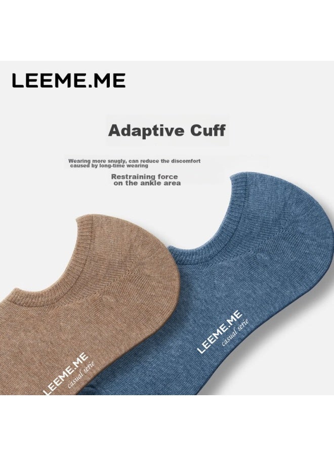 Leeme.me Li Mi Men's Socks, Spring And Summer Short Socks, Anti-slip Heel Invisible Boat Socks, Shallow Cotton Socks, 5 Pairs - Image 5