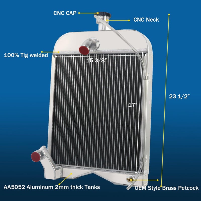 EGINCOOLER OEM# 8N8005 86551430 Aluminum 3 Rows Core Radiator for Ford 8N 9N 2N Tractors - Image 2