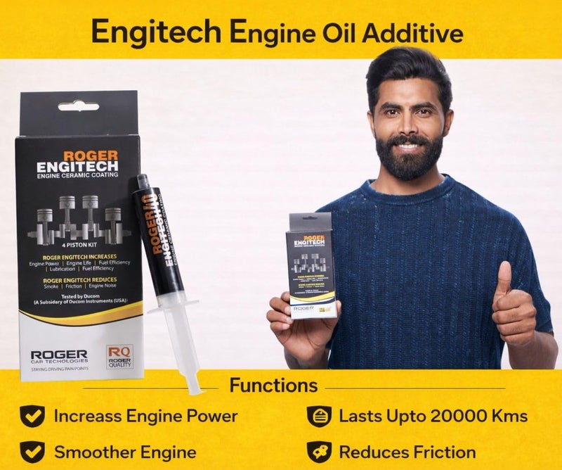 Roger Engitech Nano Ceramic Coating - High Performance Ceramic Engine Oil Additive With Friction Reduction Technology - Enhances Engine Efficiency, Suitable For All Cars - Image 3