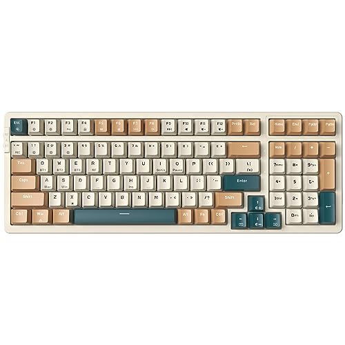 Merdia Wireless Mechanical Keyboard, Triple Mode 2.4G/USB-C/BT Gaming Keyboards 100 Keys RGB Backlit, Brown Switch Rechargeable | Brown Combo - Image 1