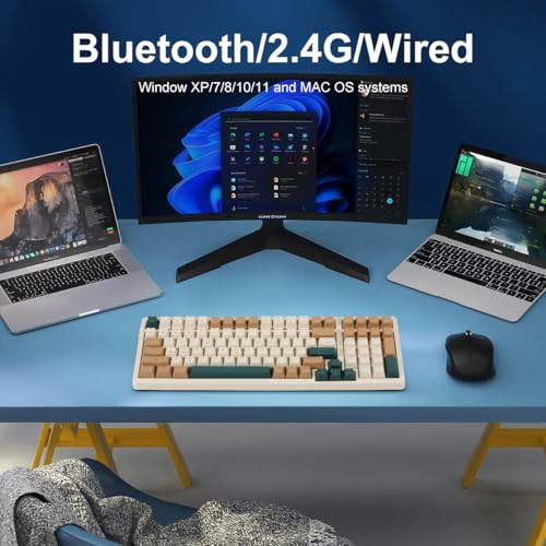 Merdia Wireless Mechanical Keyboard, Triple Mode 2.4G/USB-C/BT Gaming Keyboards 100 Keys RGB Backlit, Brown Switch Rechargeable | Brown Combo - Image 3