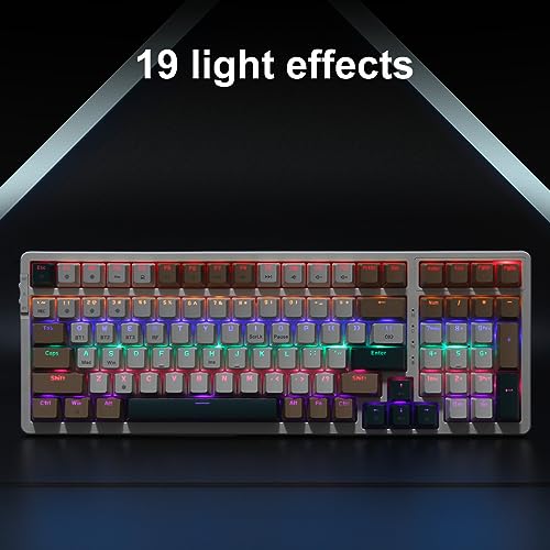 Merdia Wireless Mechanical Keyboard, Triple Mode 2.4G/USB-C/BT Gaming Keyboards 100 Keys RGB Backlit, Brown Switch Rechargeable | Brown Combo - Image 4