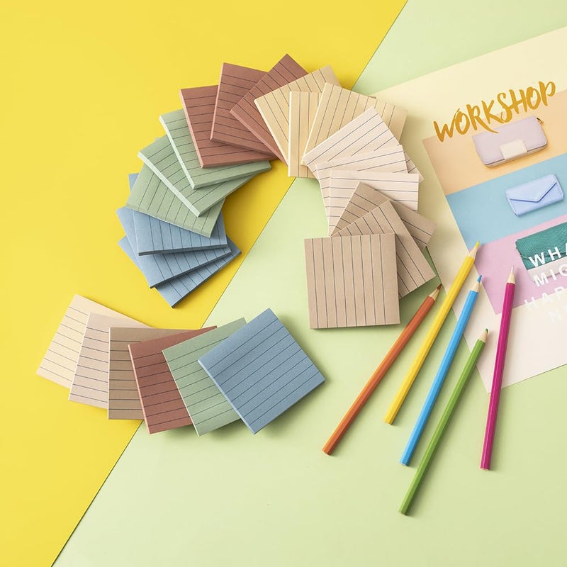 Kozerite (24 Pack) Lined Sticky Notes 3x3 in,Notepads with Lines,Ruled Stickies Super Sticking Power,Office School Memo Note Pads Vintage Colors,Post on Windows Doors,Recyclable,Easy to Write on - Image 5
