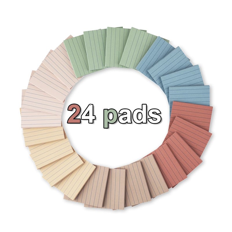 Kozerite (24 Pack) Lined Sticky Notes 3x3 in,Notepads with Lines,Ruled Stickies Super Sticking Power,Office School Memo Note Pads Vintage Colors,Post on Windows Doors,Recyclable,Easy to Write on - Image 2
