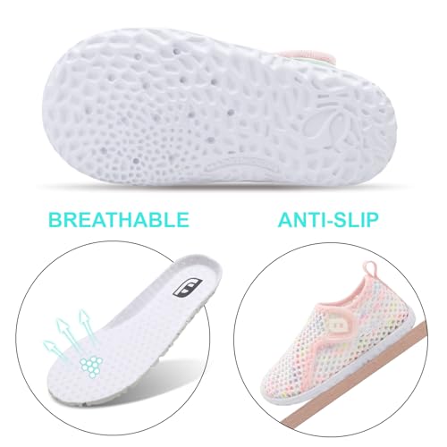 JOINFREE Baby Boys Girls Barefoot Swim Water Shoes Walking Sandals Sneakers for Beach Swim Pool Mesh ColorPinkYellow 18-24 Months Infant - Image 5