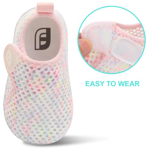 JOINFREE Baby Boys Girls Barefoot Swim Water Shoes Walking Sandals Sneakers for Beach Swim Pool Mesh ColorPinkYellow 18-24 Months Infant - Image 3