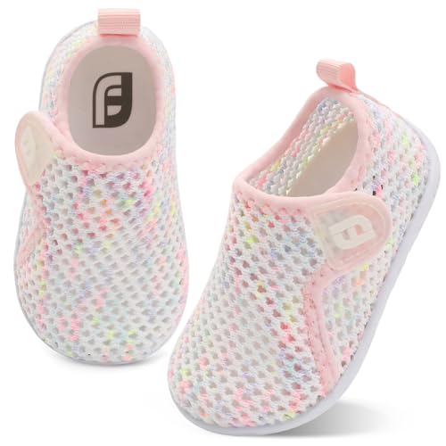 JOINFREE Baby Boys Girls Barefoot Swim Water Shoes Walking Sandals Sneakers for Beach Swim Pool Mesh ColorPinkYellow 18-24 Months Infant - Image 1