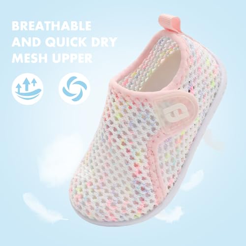 JOINFREE Baby Boys Girls Barefoot Swim Water Shoes Walking Sandals Sneakers for Beach Swim Pool Mesh ColorPinkYellow 18-24 Months Infant - Image 4