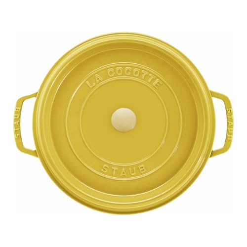 STAUB Enamelled Cast Iron Casserole Dish with Lid Suitable for All Heat Sources Including Induction 4 People Round 24 cm 370 L 47 kg Lemon - Image 3