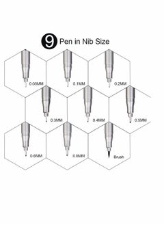 KASTWAVE Fineliner Pens, Cozy 9 Pack Black Pigment Liner Micro Liner Fineliner Drawing Pens, Different Nib Sizes with Anti-Bleed for Sketching Drafting Office Documents Comic Manga Scrapbooking  - Image 3