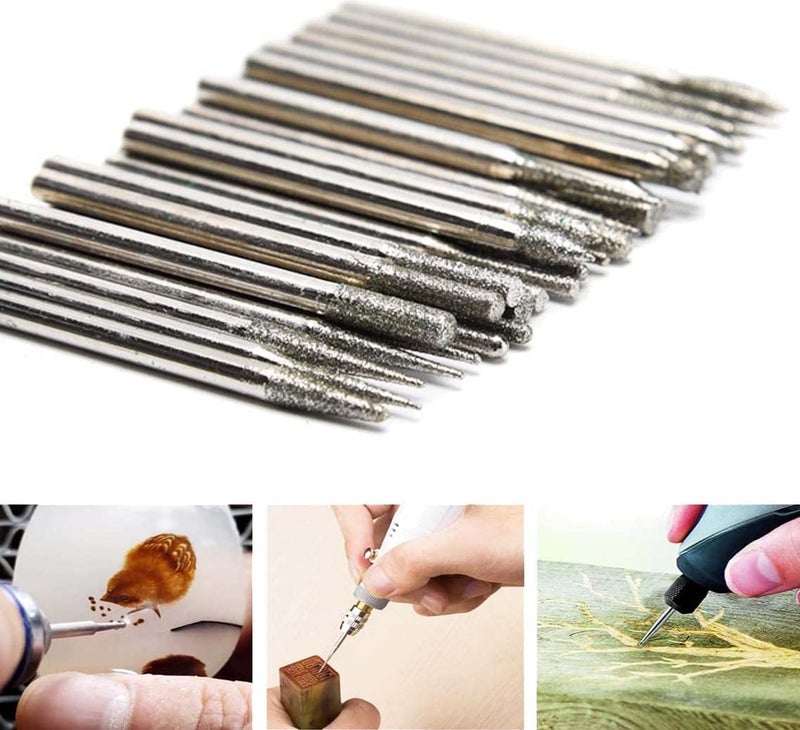 DIY Crafts Diy Crafts 12404 5884 Tungsten Steel Solid Carbide Rotary Burr Tool 1/8" Shank Single/Double Cut Head, Multicolor, 20 Piece  - Image 2
