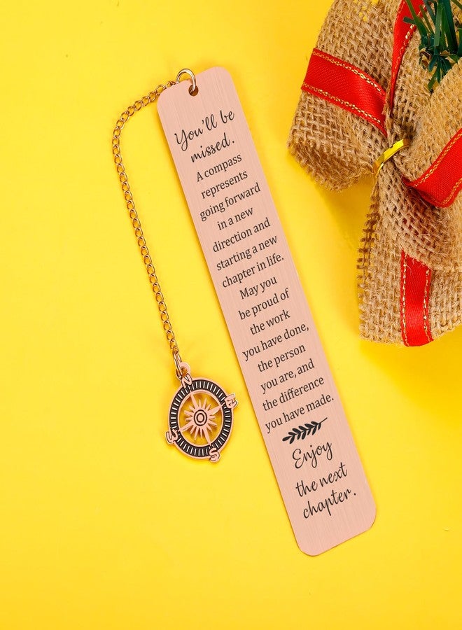 TI-EDC Farewell Going Away Metal Bookmark Goodbye Gifts for Coworker Leaving Gifts for Women, Friends Her Nurse Boss Teacher Employee Compass Bookmark You Will Be Missed Retirement Gifts for Woman - Image 3