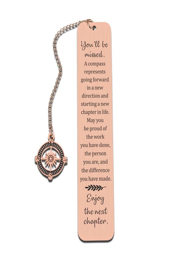 TI-EDC Farewell Going Away Metal Bookmark Goodbye Gifts for Coworker Leaving Gifts for Women, Friends Her Nurse Boss Teacher Employee Compass Bookmark You Will Be Missed Retirement Gifts for Woman - Image 1