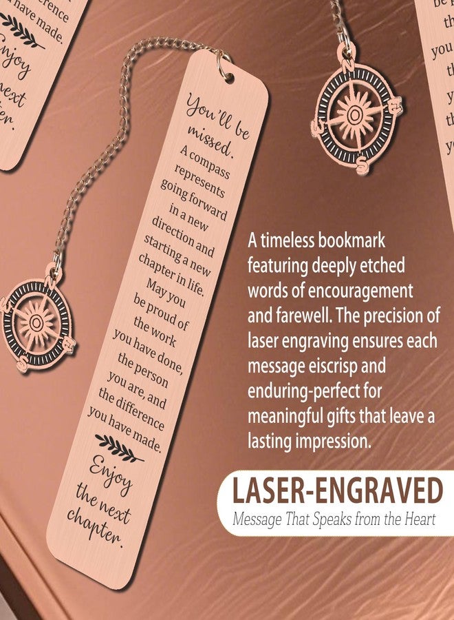 TI-EDC Farewell Going Away Metal Bookmark Goodbye Gifts for Coworker Leaving Gifts for Women, Friends Her Nurse Boss Teacher Employee Compass Bookmark You Will Be Missed Retirement Gifts for Woman - Image 5
