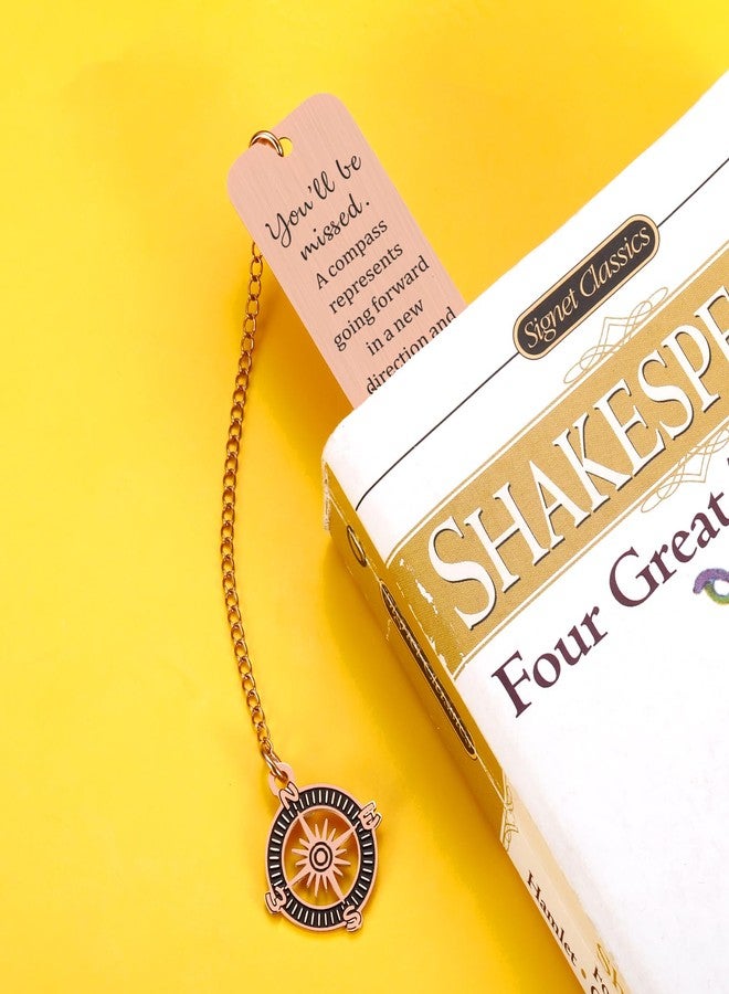 TI-EDC Farewell Going Away Metal Bookmark Goodbye Gifts for Coworker Leaving Gifts for Women, Friends Her Nurse Boss Teacher Employee Compass Bookmark You Will Be Missed Retirement Gifts for Woman - Image 4