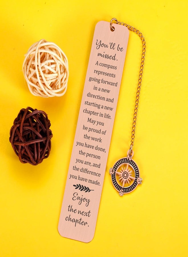 TI-EDC Farewell Going Away Metal Bookmark Goodbye Gifts for Coworker Leaving Gifts for Women, Friends Her Nurse Boss Teacher Employee Compass Bookmark You Will Be Missed Retirement Gifts for Woman - Image 2
