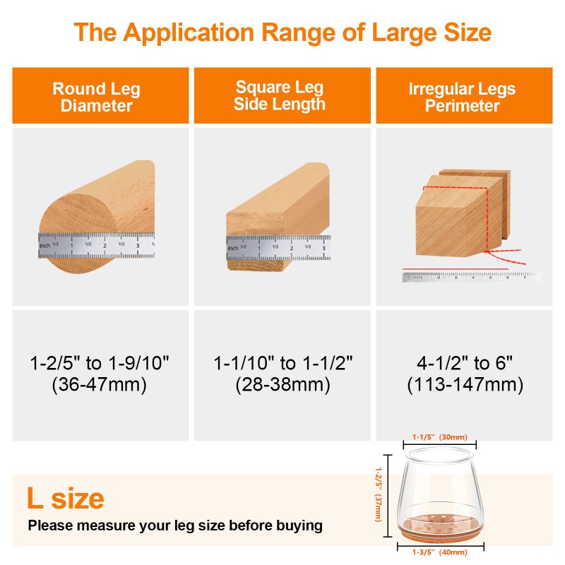 Joeyrras 24Pcs Silicone Chair Leg Floor Protectors, Felt Furniture Pads for Hardwood Floors, Rubber Chair Leg Protectors for Hardwood Floors, Chair Leg Caps Chair Leg Covers for Wooden Floors(Clear, Large) - Image 4