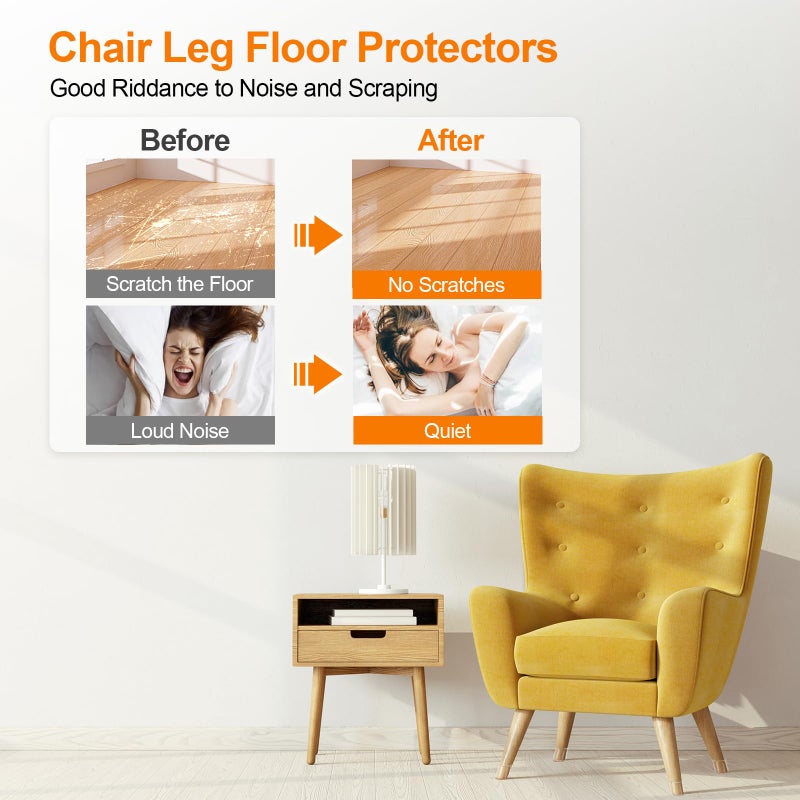 Joeyrras 24Pcs Silicone Chair Leg Floor Protectors, Felt Furniture Pads for Hardwood Floors, Rubber Chair Leg Protectors for Hardwood Floors, Chair Leg Caps Chair Leg Covers for Wooden Floors(Clear, Large) - Image 2