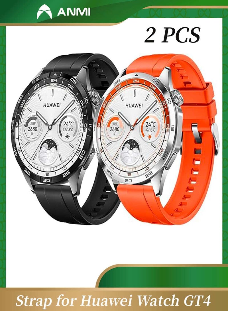 أنمي قطعتان استبدال شريط شريط السيليكون لشركة هواوي ووتش GT4 46 ملم (أسود/برتقالي) - Image 1
