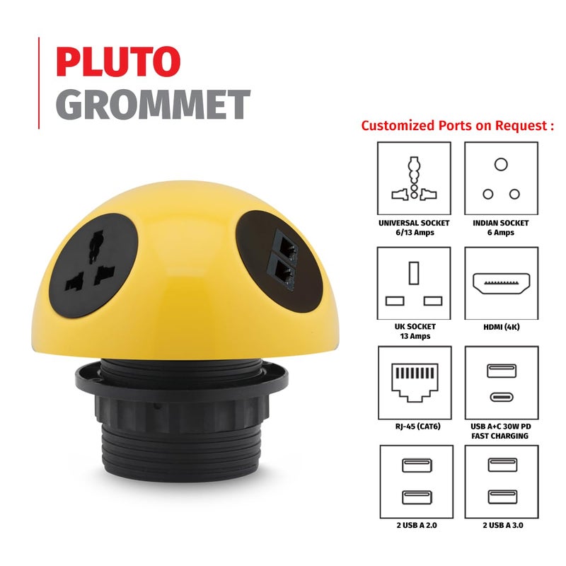 MX MX 3Way Power Converter with 2 CAT6 Ports 2 Universal Sockets Extension Socket MultiPlug Pluto Grommet Power Hub for Home Office Hotels and Other Public Spaces  - Image 2
