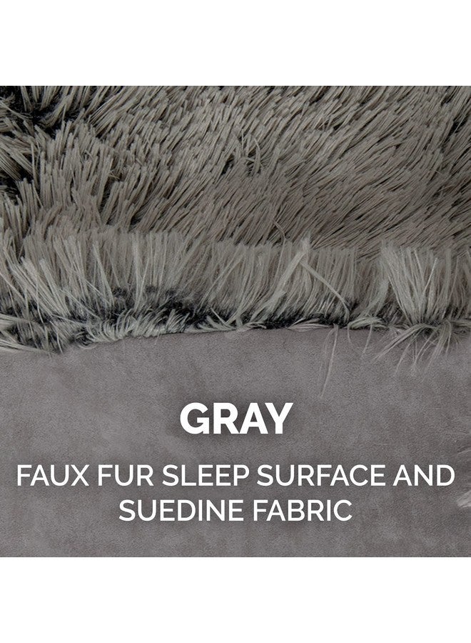 Furhaven SelfWarming Cat Bed For Indoor Cats, 4BedsIn1 & Washable  Plush Long Faux Fur Convertible Cuddler  Gray, Small - Image 5