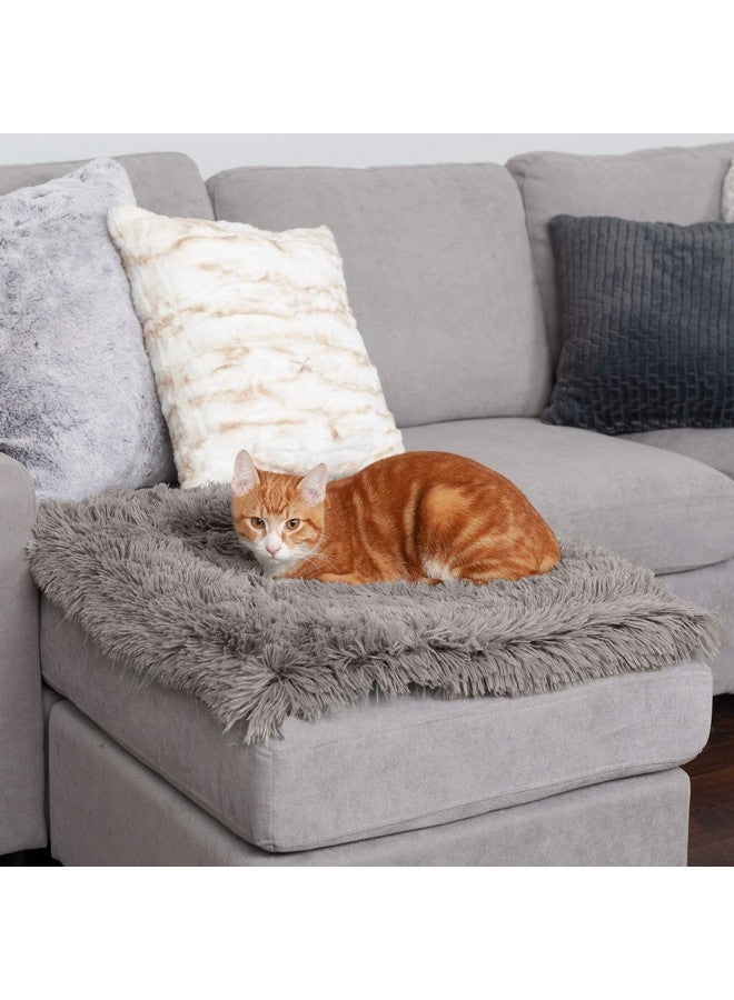 Furhaven SelfWarming Cat Bed For Indoor Cats, 4BedsIn1 & Washable  Plush Long Faux Fur Convertible Cuddler  Gray, Small - Image 4