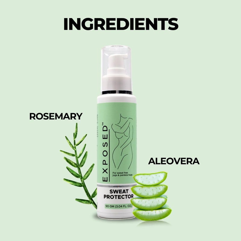 EXPOSED Sweat Protector Cream 90gm Pack of 1 Anti Chafing Cream Underarms Inner Thighs Under Breasts Soothes Rashes Calms Irritation Sunflower Oil Aloe Vera Rosemary - Image 5