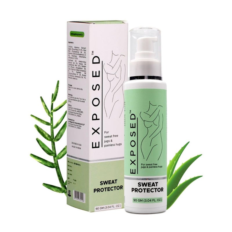 EXPOSED Sweat Protector Cream 90gm Pack of 1 Anti Chafing Cream Underarms Inner Thighs Under Breasts Soothes Rashes Calms Irritation Sunflower Oil Aloe Vera Rosemary - Image 1